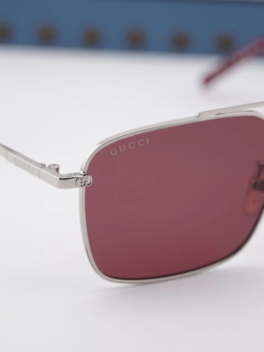 Gucci GG1957SA 004 Square Sunglasses - Silver\Burgundy